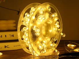 Rollo 50 metros luces bolita esfera cristal luz calida